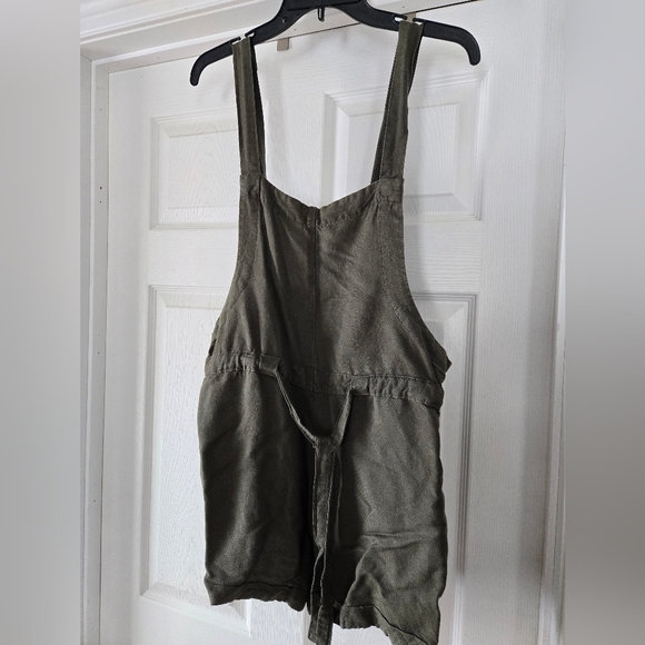Express Linen Olive Green Jumpsuit Romper - Picture 1 of 4